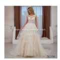 Elegant Korea style 3XL Plus size Bride Flat shoulder Half Sleeve Lace wedding dress ruffle